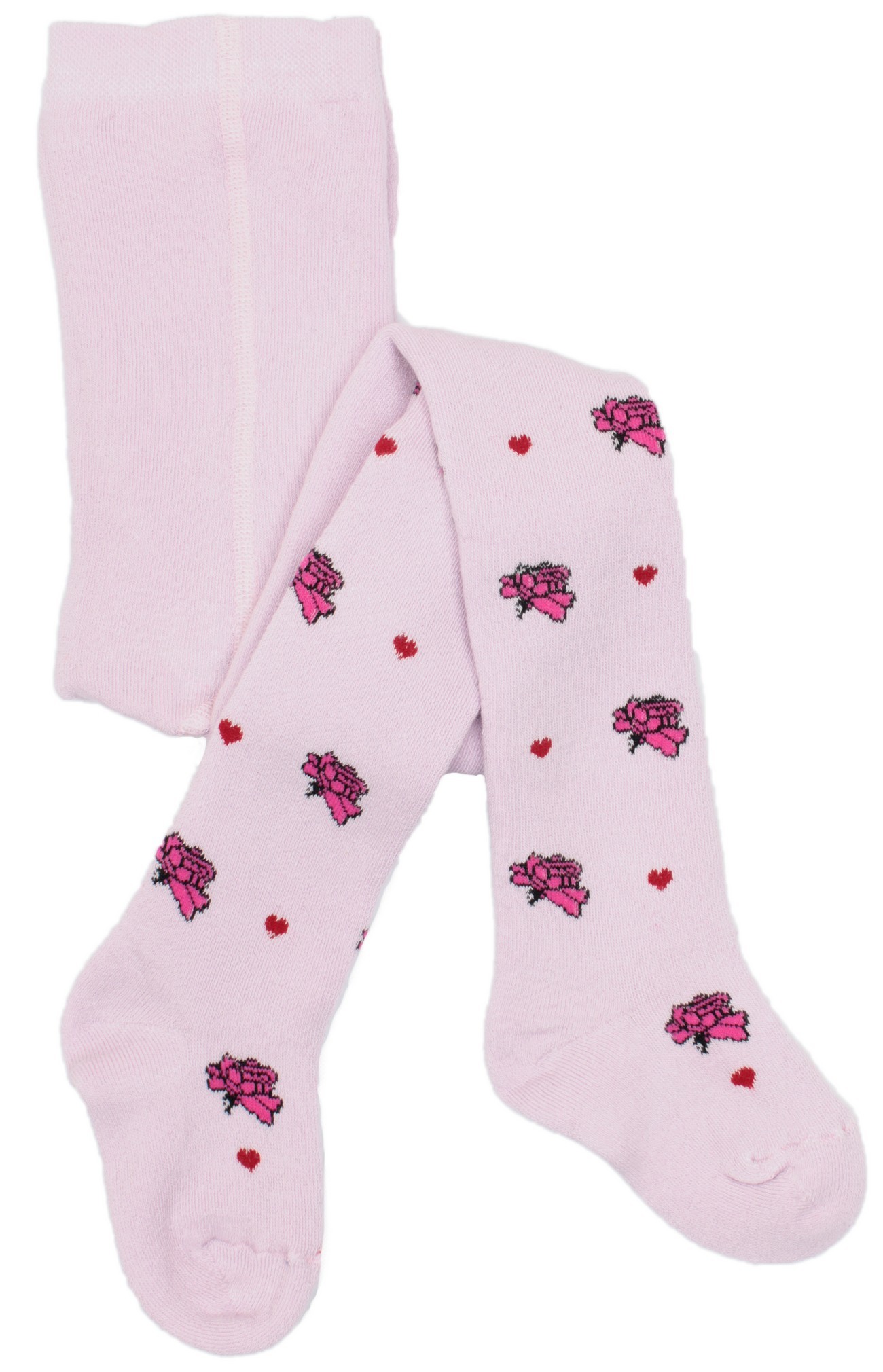 Розовые махровые колготки с цветочками RuSocks