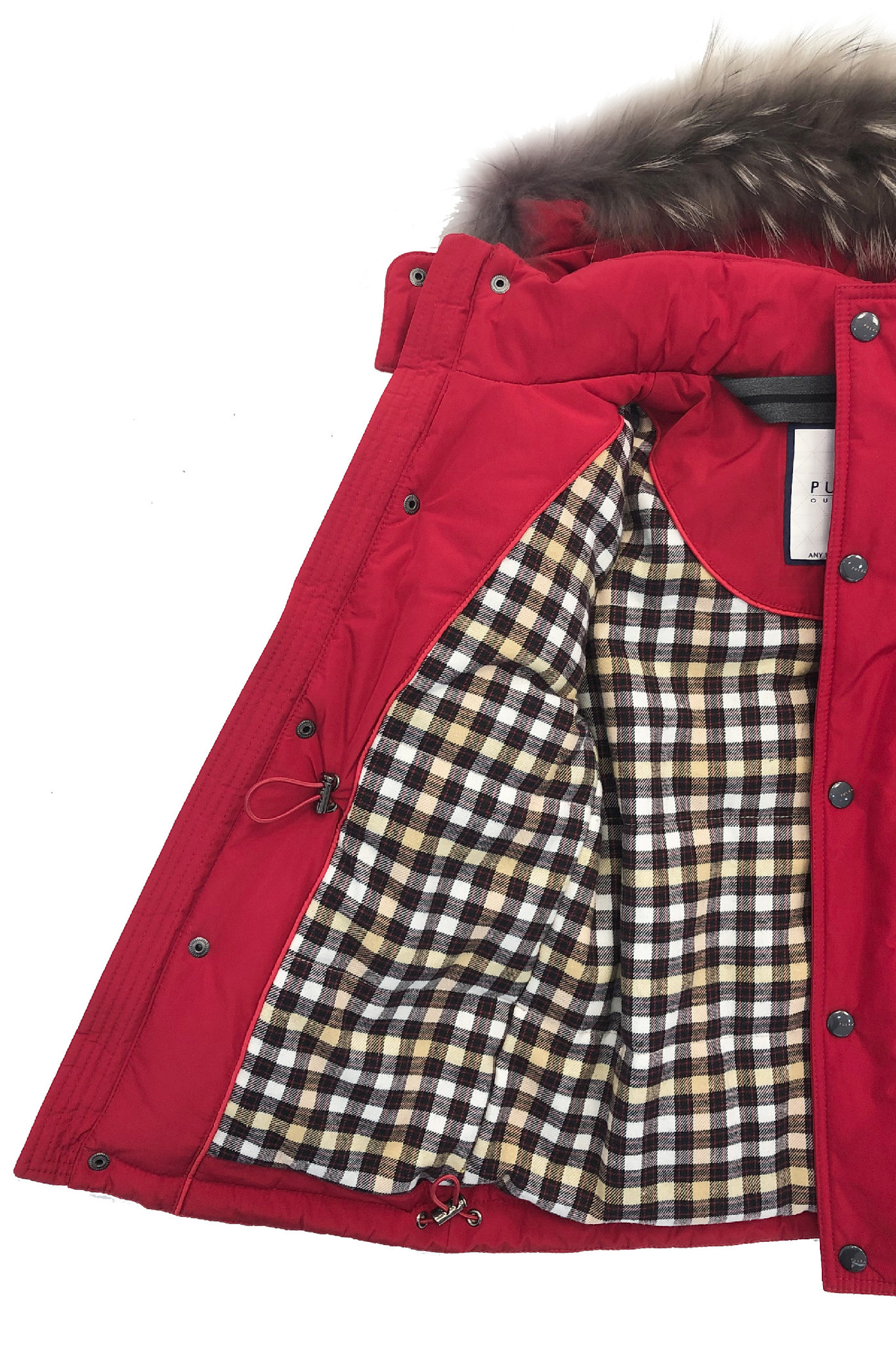 Красная удлиненная куртка с мехом PULKA FW 19-20 — фото 3