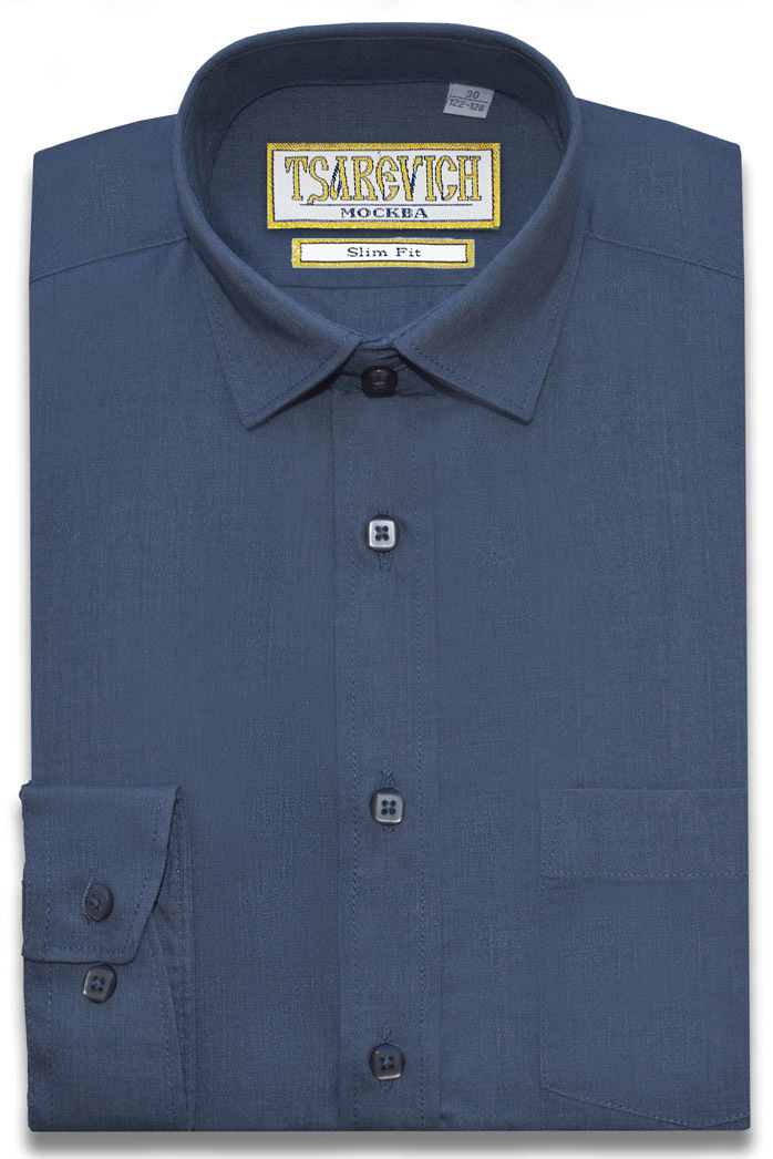 Темно-серая однотонная сорочка TSAREVICH Slim fit
