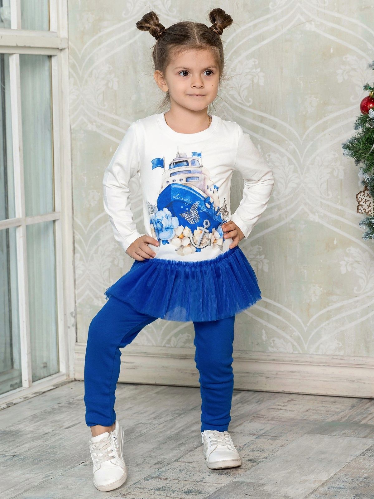 Комплект туника с лосинами "Яхта в цветах" Luxury Baby