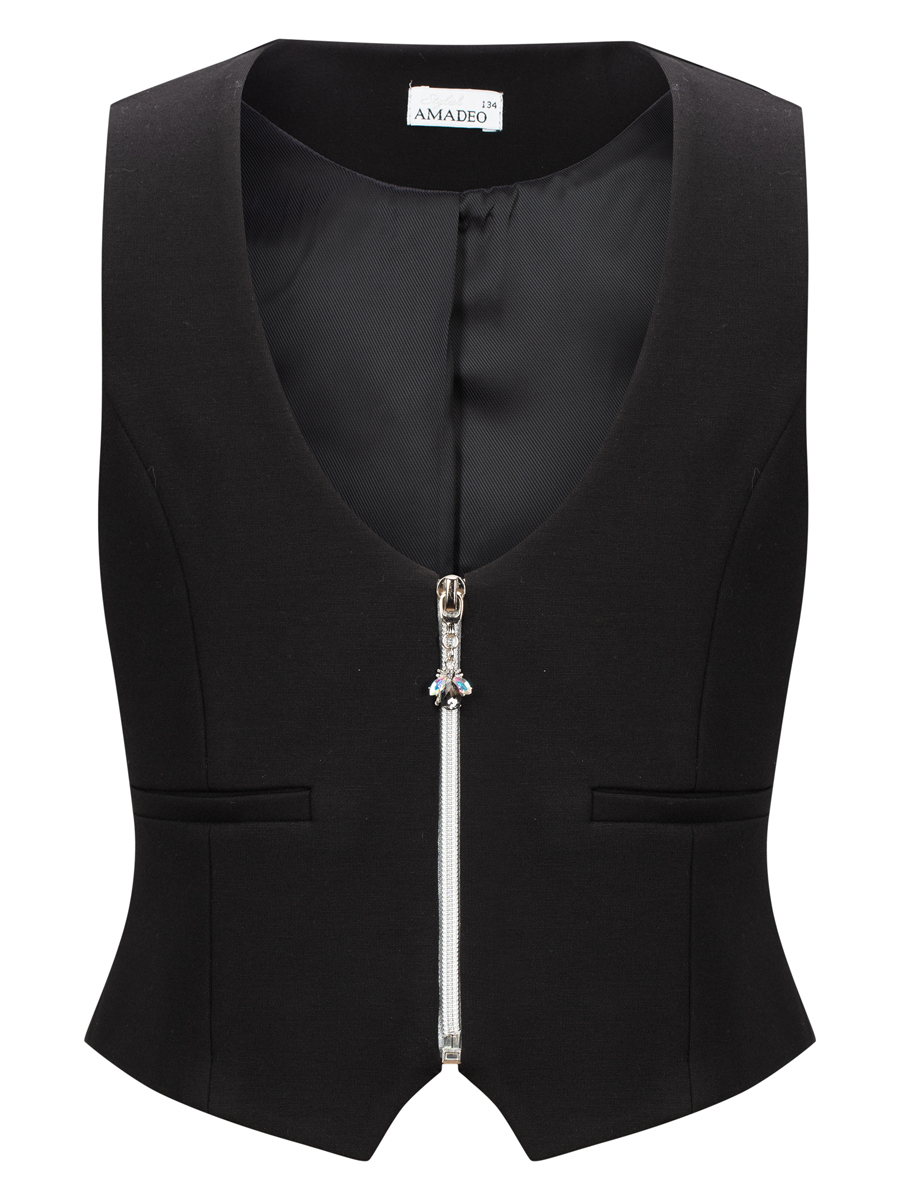 Черная жилетка на молнии для девочки AMADEO