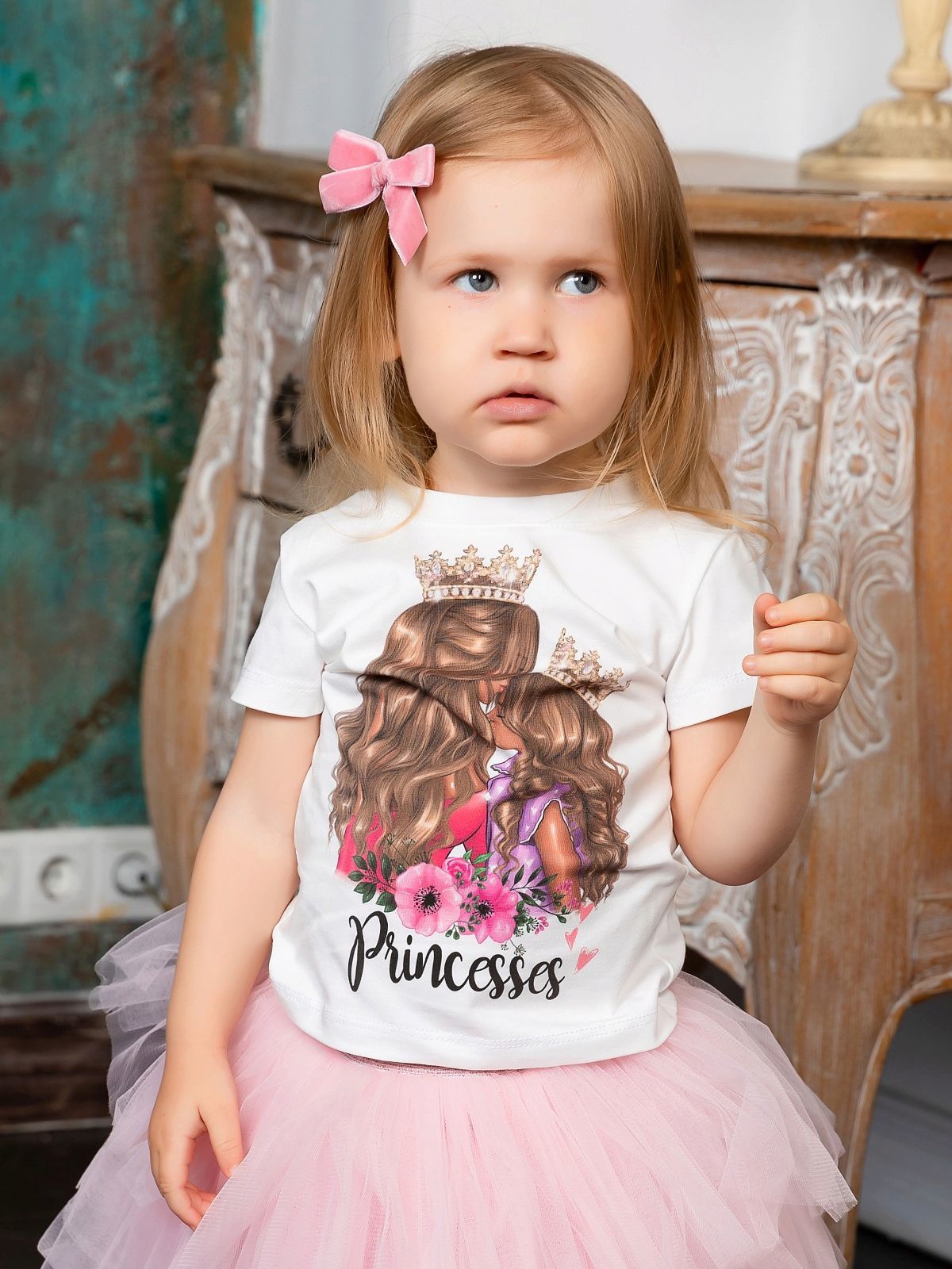 Футболка детская с принтом "Princesses" блондинки (Family look)