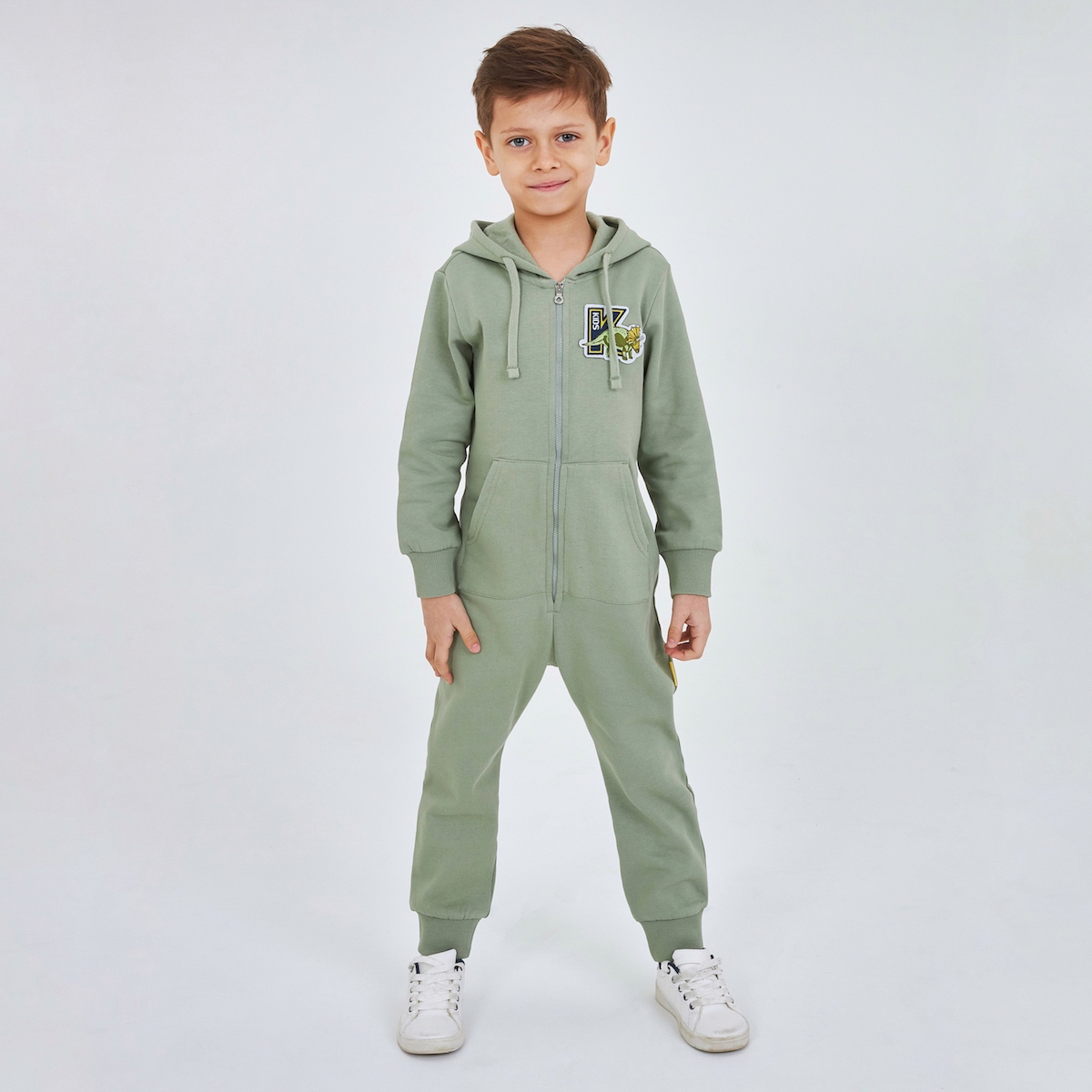 Комбинезон для мальчика из футера цвета хаки KOGANKIDS — фото 4