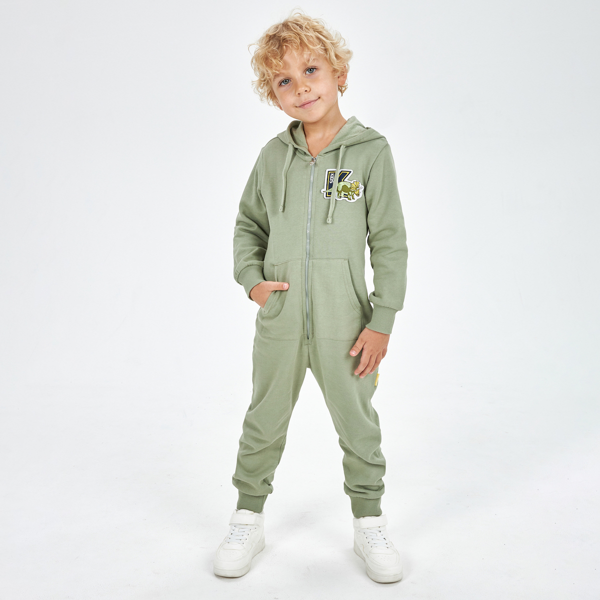 Комбинезон для мальчика из футера цвета хаки KOGANKIDS — фото 9