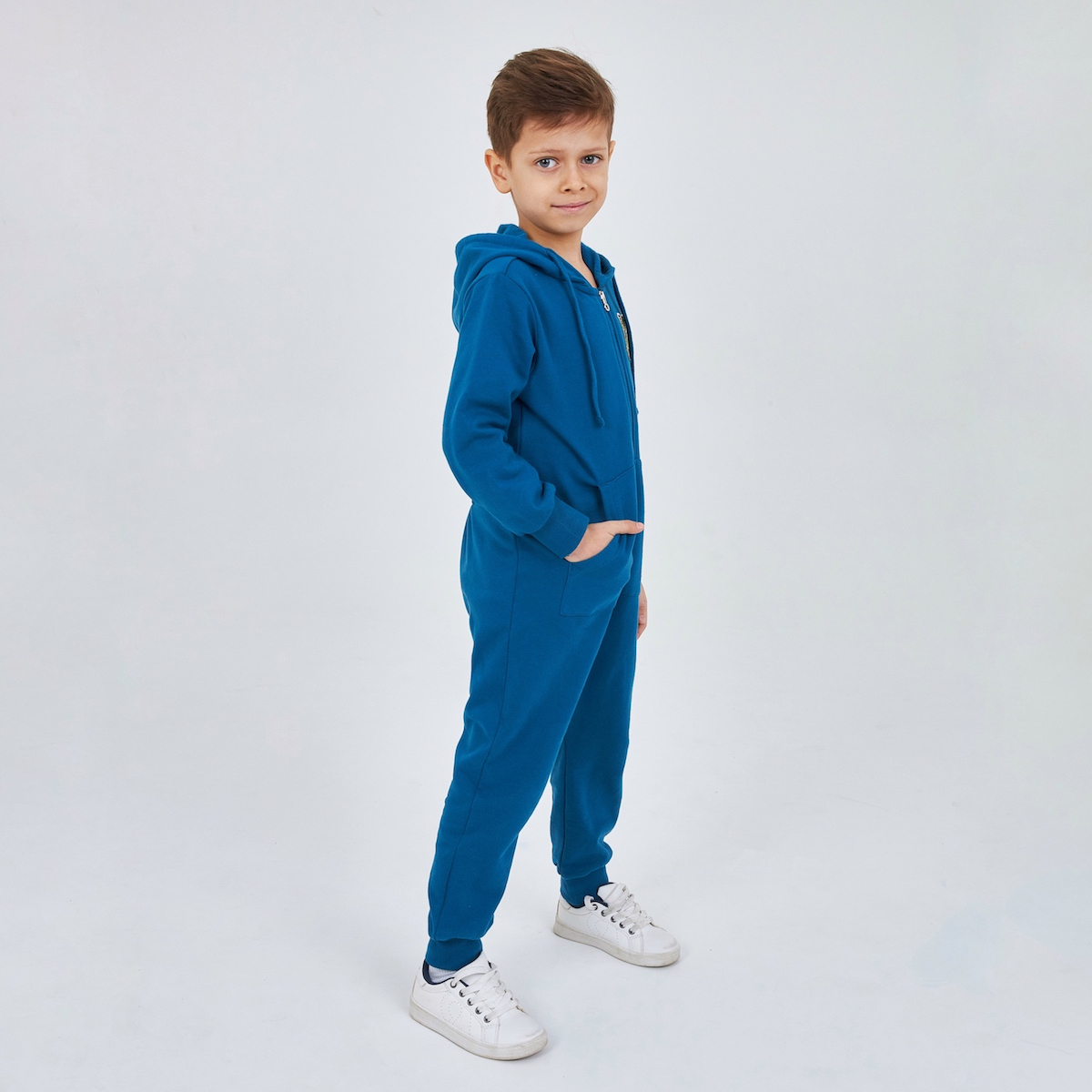 Синий комбинезон для мальчика из футера KOGANKIDS — фото 6