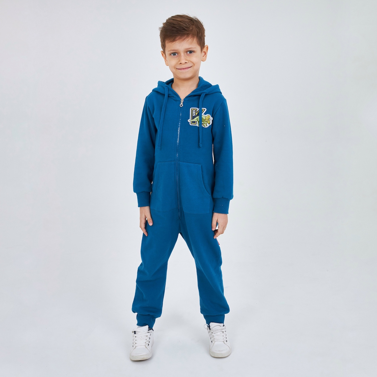 Синий комбинезон для мальчика из футера KOGANKIDS — фото 5
