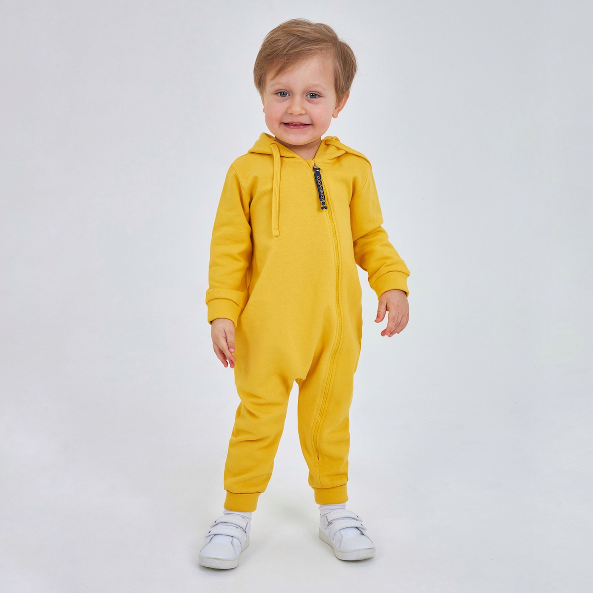 Желтый комбинезон для мальчика из футера KOGANKIDS — фото 4