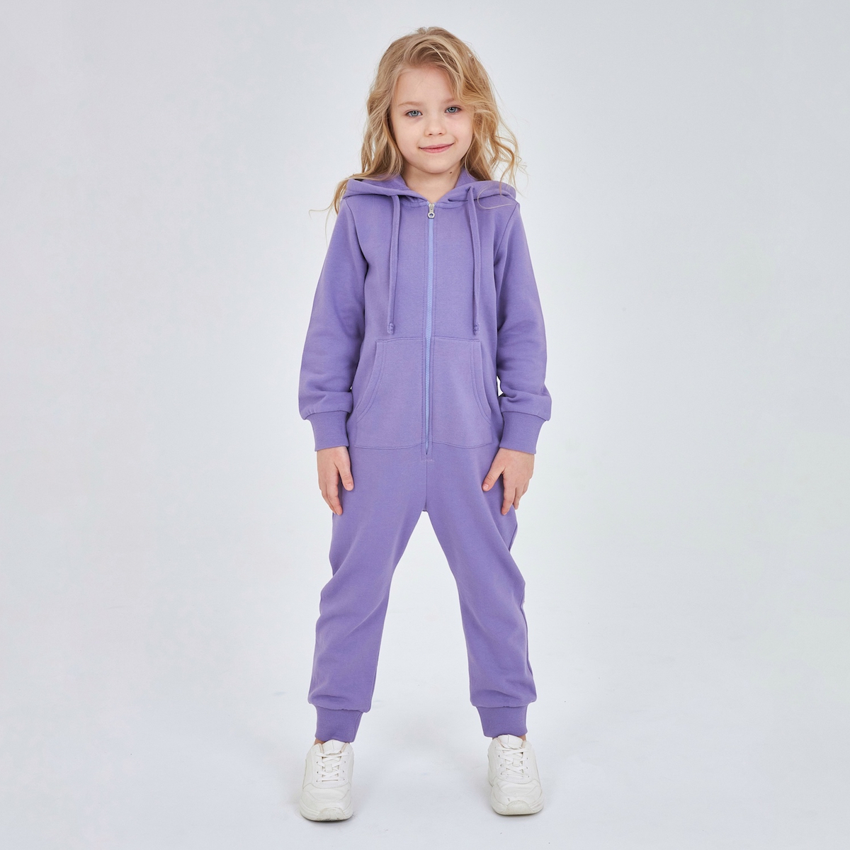 Сиреневый комбинезон для девочки из футера KOGANKIDS — фото 4