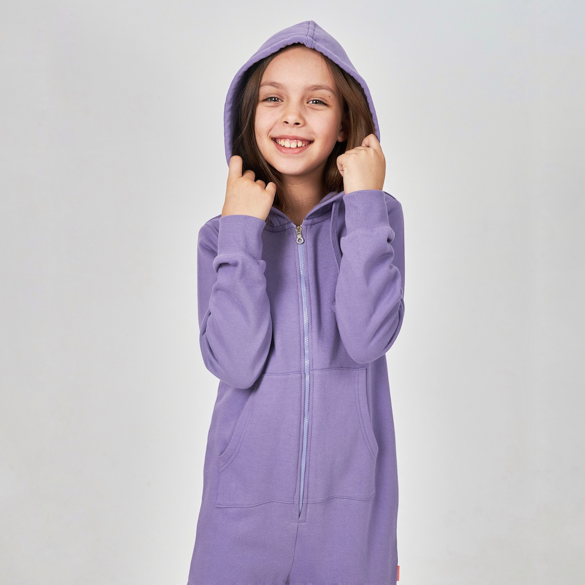Сиреневый комбинезон для девочки из футера KOGANKIDS — фото 10
