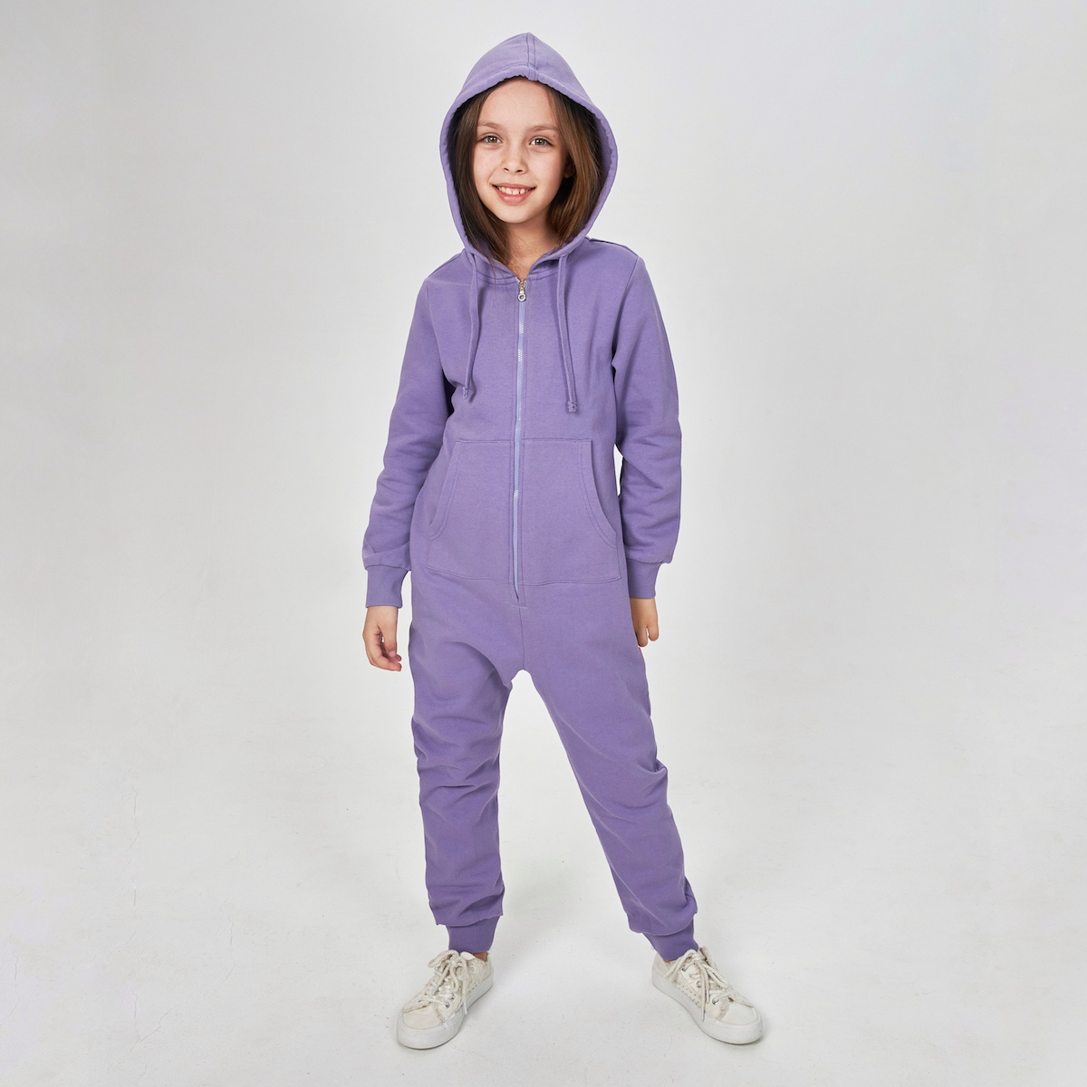 Сиреневый комбинезон для девочки из футера KOGANKIDS — фото 9