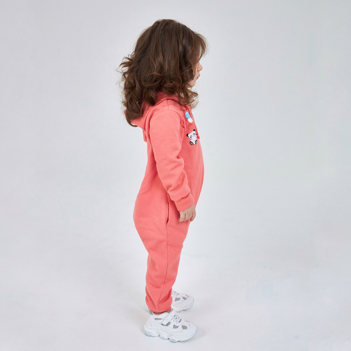Персиковый комбинезон для девочки из футера KOGANKIDS — фото 6