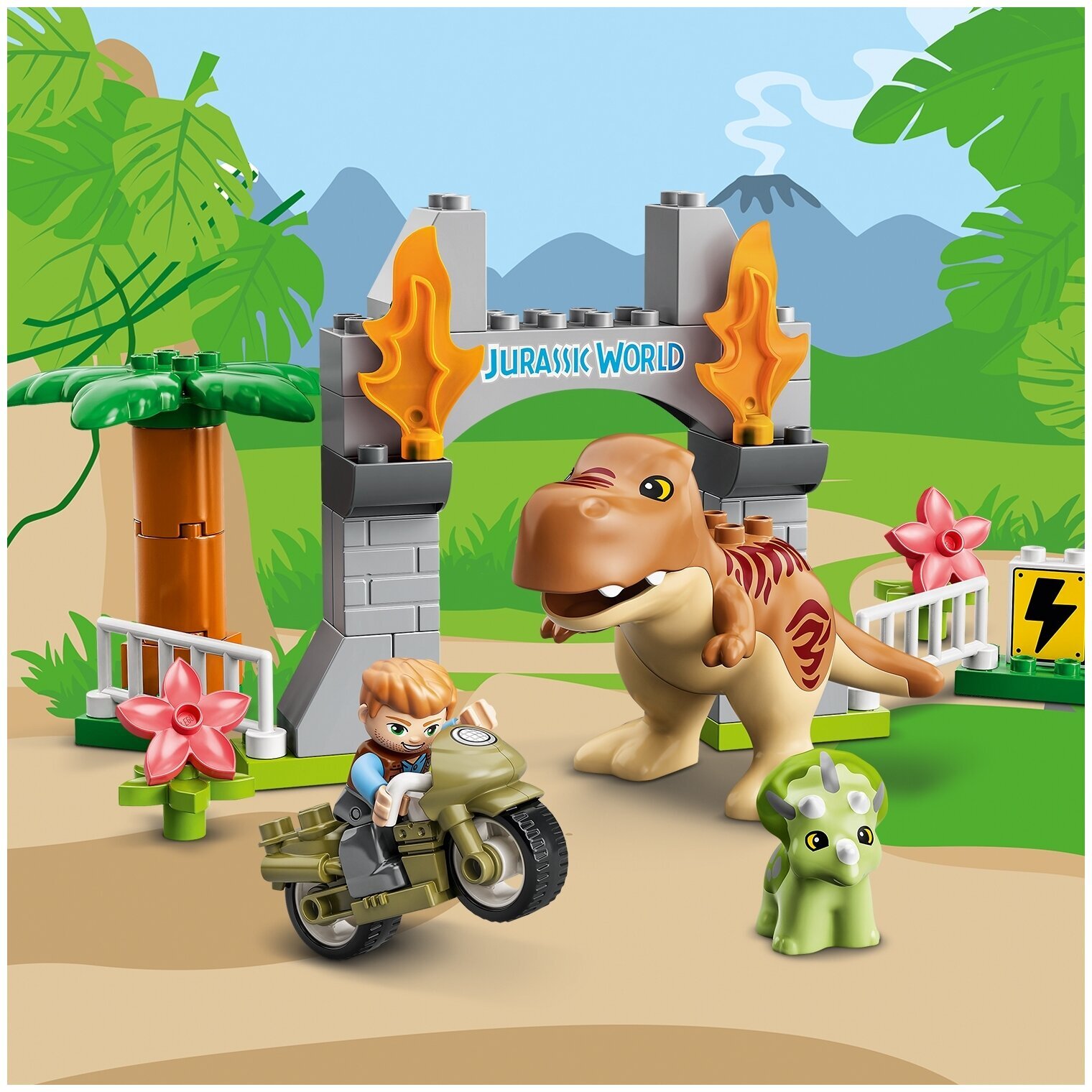 Конструктор LEGO DUPLO Jurassic World 10939 Побег динозавров: тираннозавр и трицератопс — фото 10