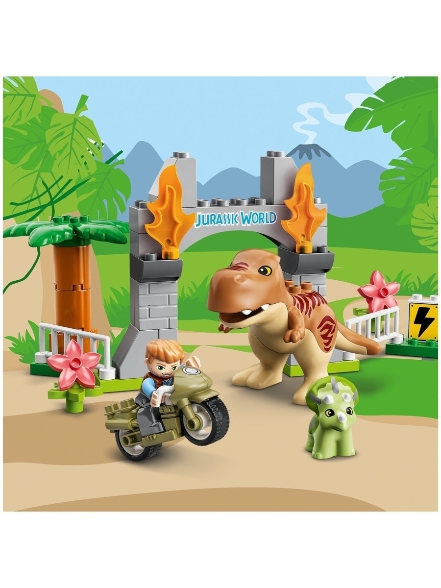 Конструктор LEGO DUPLO Jurassic World 10939 Побег динозавров: тираннозавр и трицератопс — фото 29