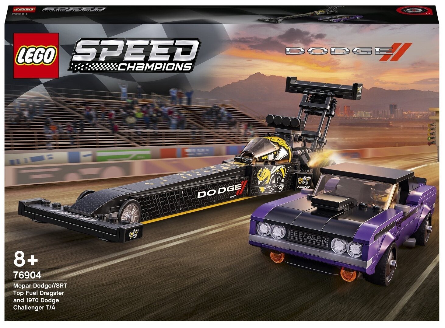 Конструктор LEGO Speed Champions 76904 Mopar Dodge//SRT Top Fuel Dragster and 1970 Dodge Challenger T/A