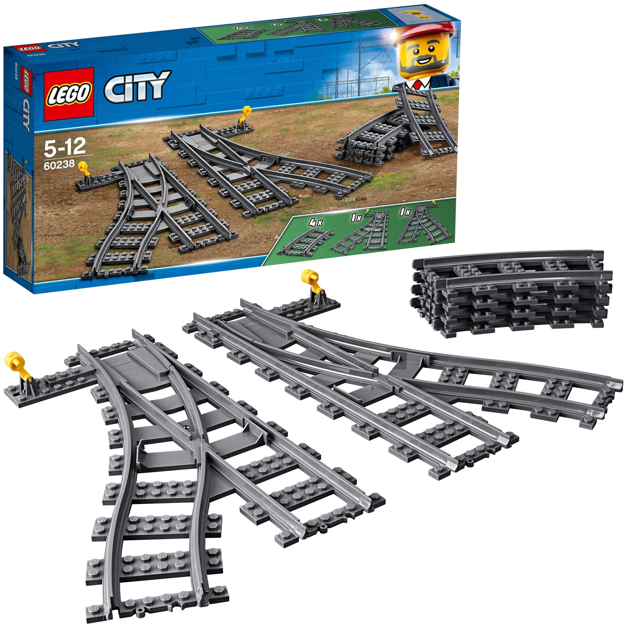 Конструктор LEGO City Trains 60238 Железнодорожные стрелки — фото 3