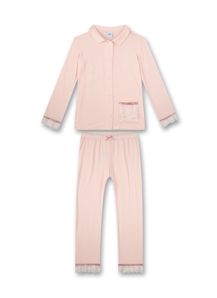 Пижама с длинным рукавом для девочки Sanetta, цвет — розовый